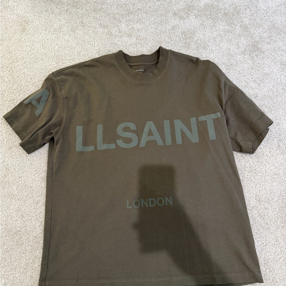 All Saints Men's Dark Olive Graphic Tee